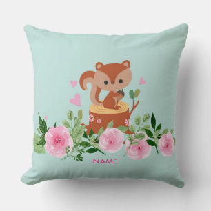 Coussin bois d'écureuil mignon Jetez l'oreiller 20" x 20"