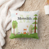 Coussin Bois doux Animaux Monogrammes verts Enfants (Couverture)