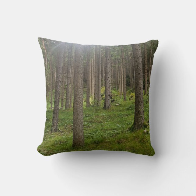 Coussin Bois ensoleillé - Vert forêt (Recto)