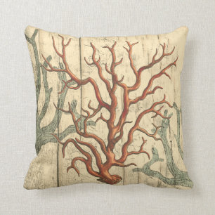 Coussin Bois et petit corail