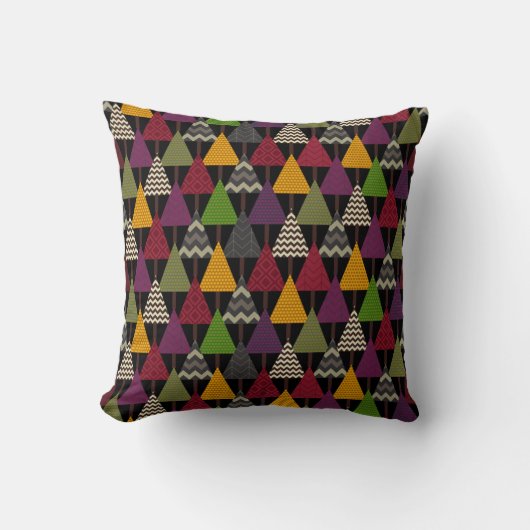 Coussin bois géo arbres foncé (Recto)