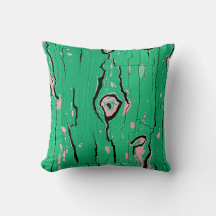 Coussin Bois Néon Vert Pop Art Grain Abstrait Écorce