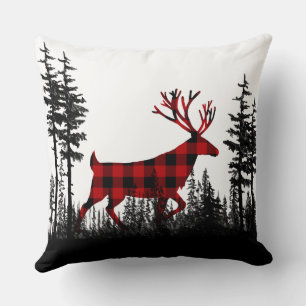 Coussin Bois noir et blanc Forêt de bison de bison de tail