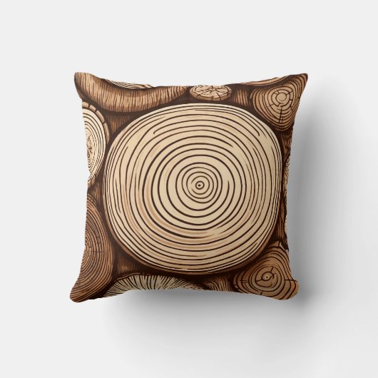 Coussin Bois rond troncs d'arbres bois de forêt  (Verso)