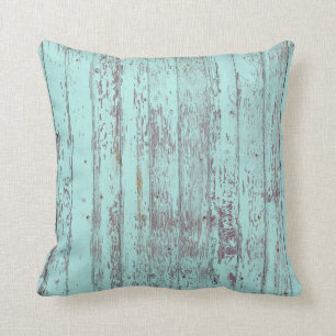 Coussin Bois rustique Turquoise en état de détérioratio