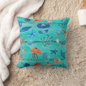 Coussin Bois sarcelle rustique & Amis fantaisistes sous la (Couverture)