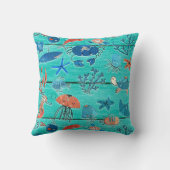 Coussin Bois sarcelle rustique & Amis fantaisistes sous la (Verso)