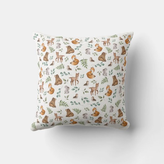 Coussin Bois Whimsical Bébé Animaux Forêt Végétation  (Verso)