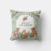 Coussin Bois Whimsical Bébé Animaux Forêt Végétation  (Recto)