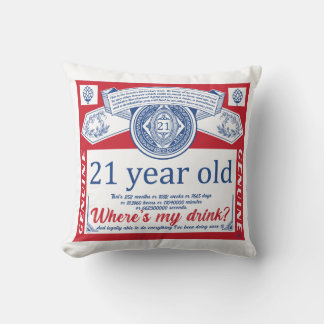 Coussin Boisson du 21e anniversaire légal, où est ma boiss