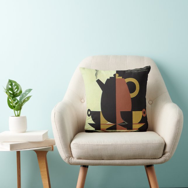 Coussin Boissons de boissons vintage Cafetière avec tasses (Chaise)
