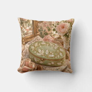 Coussin Boîte à couture Perle de Pistache Vanité Florale R