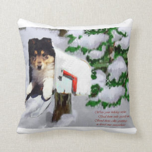 Coussin Boîte aux lettres de Noël Collie Puppy
