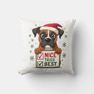 Coussin Boîte mignonne de chien de Boxer Noël Nice J'ai es