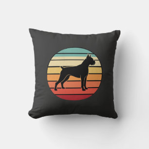 Coussin Boîte Rétro Vintage Chien Boxer Silhouette Coucher