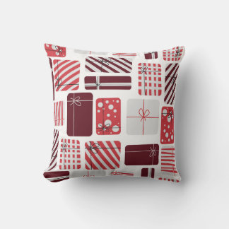 Coussin Boîtes cadeaux rouges et blancs Motif sans couture