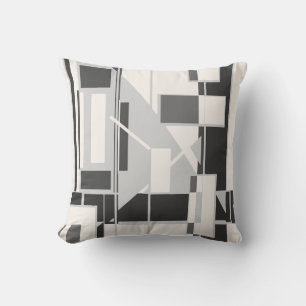 Coussin Boîtes gris noir blanc cassé Labyrinthe d'art Abst