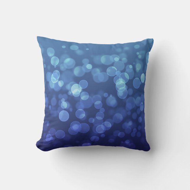 Coussin Bokeh de Noël bleu (Recto)
