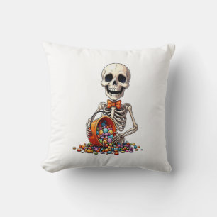 Coussin Bol de bonbons squelette Halloween