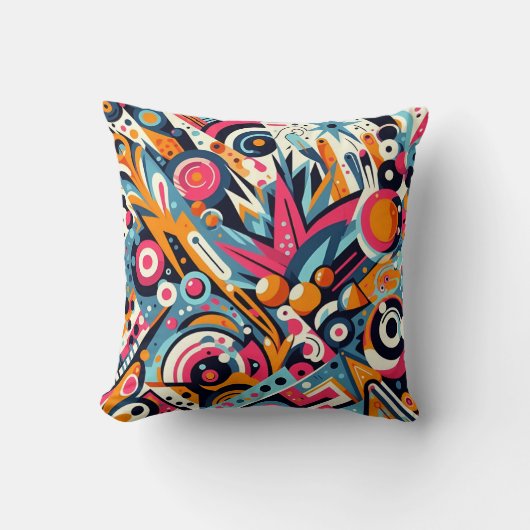 Coussin Bold Geometric Energy – Colorful Abstract Throw (Recto)