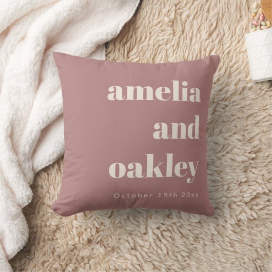 Coussin Bold Minimalist Dusty Rose Retro Custom Wedding (Couverture)
