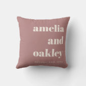 Coussin Bold Minimalist Dusty Rose Retro Custom Wedding (Verso)