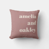 Coussin Bold Minimalist Dusty Rose Retro Custom Wedding (Recto)