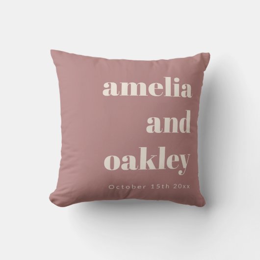 Coussin Bold Minimalist Dusty Rose Retro Custom Wedding (Recto)