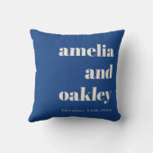 Coussin Bold Minimalist French Blue Retro Custom Wedding (Verso)