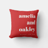 Coussin Bold Minimalist Red and White Retro Custom Wedding (Recto)