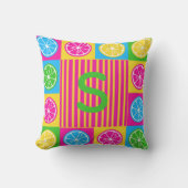 Coussin Bold S Initial Citrus Squares Vibrant (Recto)