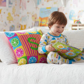 Coussin Bold S Initial Citrus Squares Vibrant