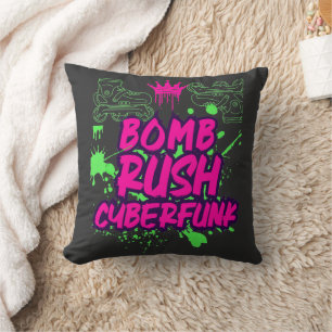 Coussin Bomb Rush Cyberfunk — Vibes de Graffiti de Rue Néo