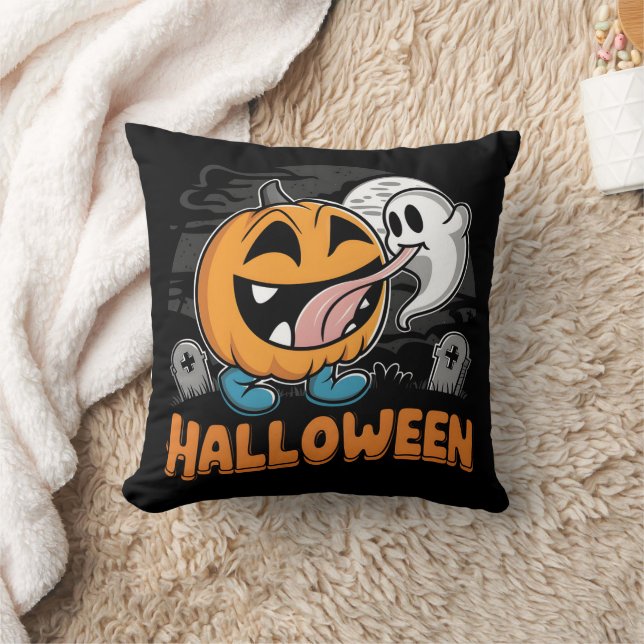 Coussin Bon fantôme et citrouille célébrant Halloween (Couverture)