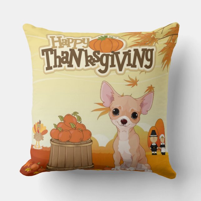 Coussin Bon thanksgiving Chihuahua (Recto)