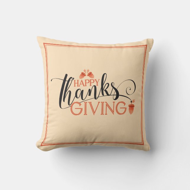 Coussin Bon thanksgiving Moderne Typographie Noire & Rouge (Recto)