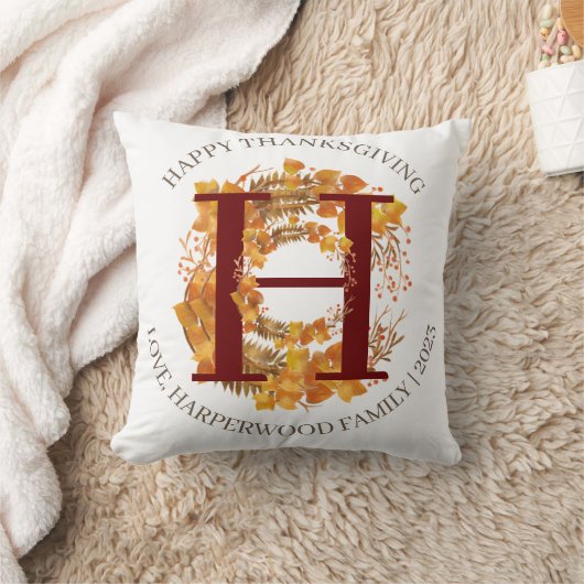 Coussin Bon thanksgiving simple de récolte d'automne de mo (Couverture)