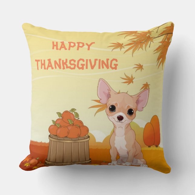 Coussin Bon thanksgiving Tan Chihuahua (Recto)