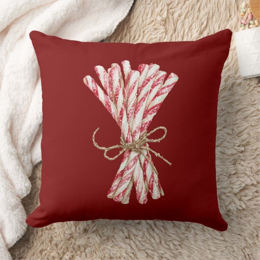 Coussin Bonbon à la menthe poivrée rouge et blanche de Noë (Couverture)