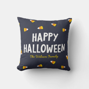 Coussin Bonbon au maïs bleu foncé Joyeux Halloween