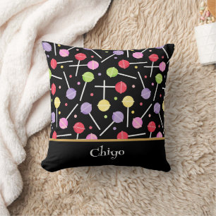 Coussin Bonbon Décora Sucette Motif Noir