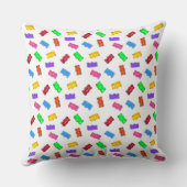 Coussin Bonbon d'ours multicolore doux motif sur blanc (Verso)