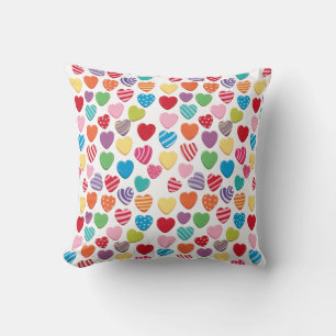 Coussin bonbons colorés motif de cœur pour la Saint-Valent