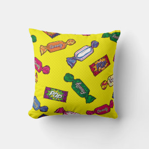 Coussin Bonbons colorés sans fil Patternart, pop, bonbons,