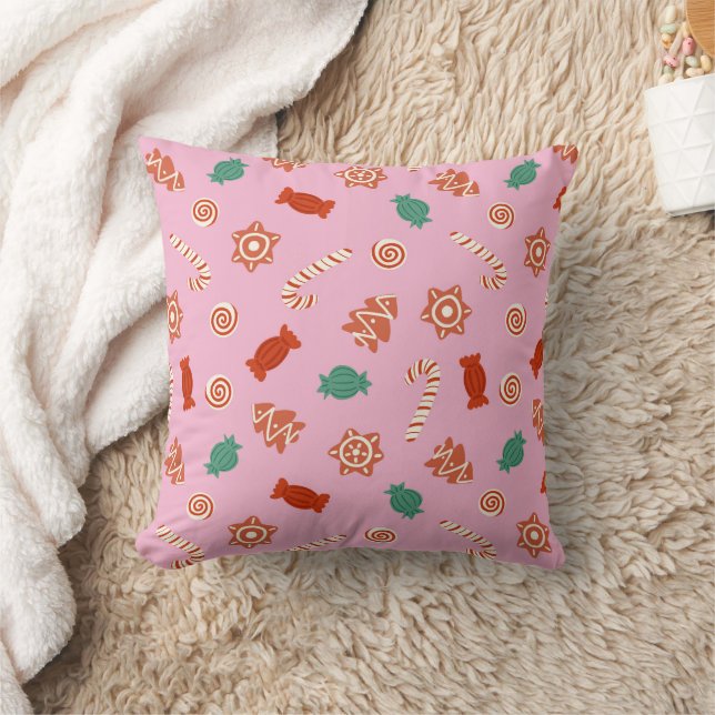 Coussin Bonbons de Noël - rose (Couverture)
