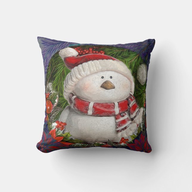Coussin Bonhomme de neige de Noël (Recto)