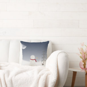 Coussin bonhomme de neige de Noël avec étoile d'or