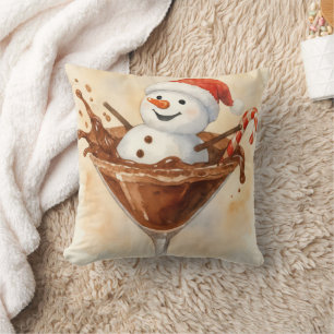 Coussin Bonhomme de neige de Noël dans un Martini au Choco
