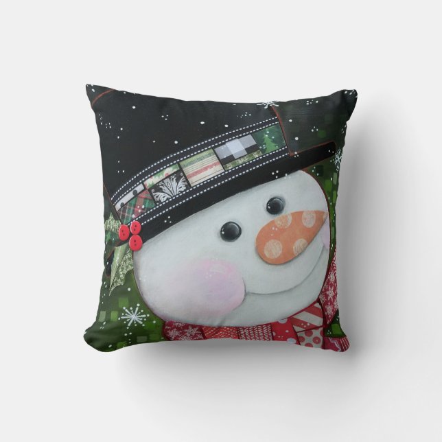 Coussin Bonhomme de neige de patchwork 16"" carreau x16 (Recto)