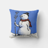 Coussin Bonhomme de neige dessiné à la main rétro (Recto)